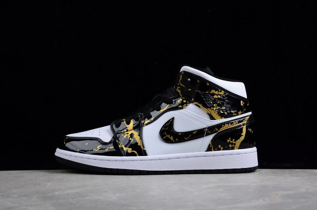 Air Jordan 1 Mid Patent Leather Black Gold by Air Jordan
