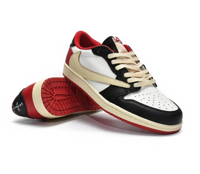 Travis Scott x AJ 1 Low Red Black Custom Shoes Sneakers by Air Jordan