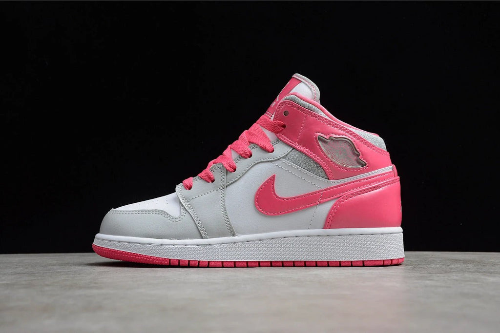 Air Jordan 1 Mid GS White Pink Silver by Air Jordan
