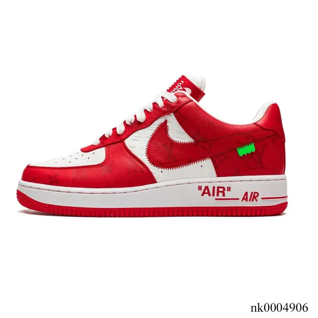 LV x Air Force 1 Virgil Abloh White Red Shoes Sneakers by Air Jordan