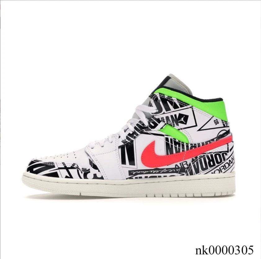 Air Jordan 1 Mid All Over Logos Shoes Sneakers by Air Jordan