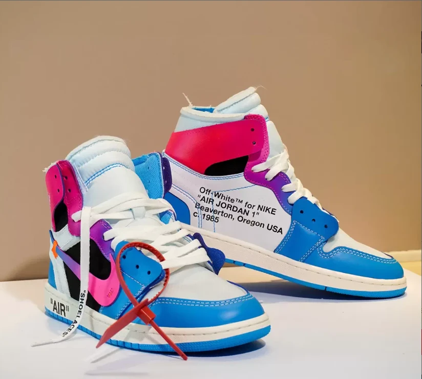 OFF-WHITE x Air Jordan 1 High Miami Vice Custom Shoes Sneakers by Air Jordan