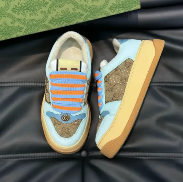 GG Canvas Camel & Ebony Blue Low Top Shoes Sneakers by Air Jordan