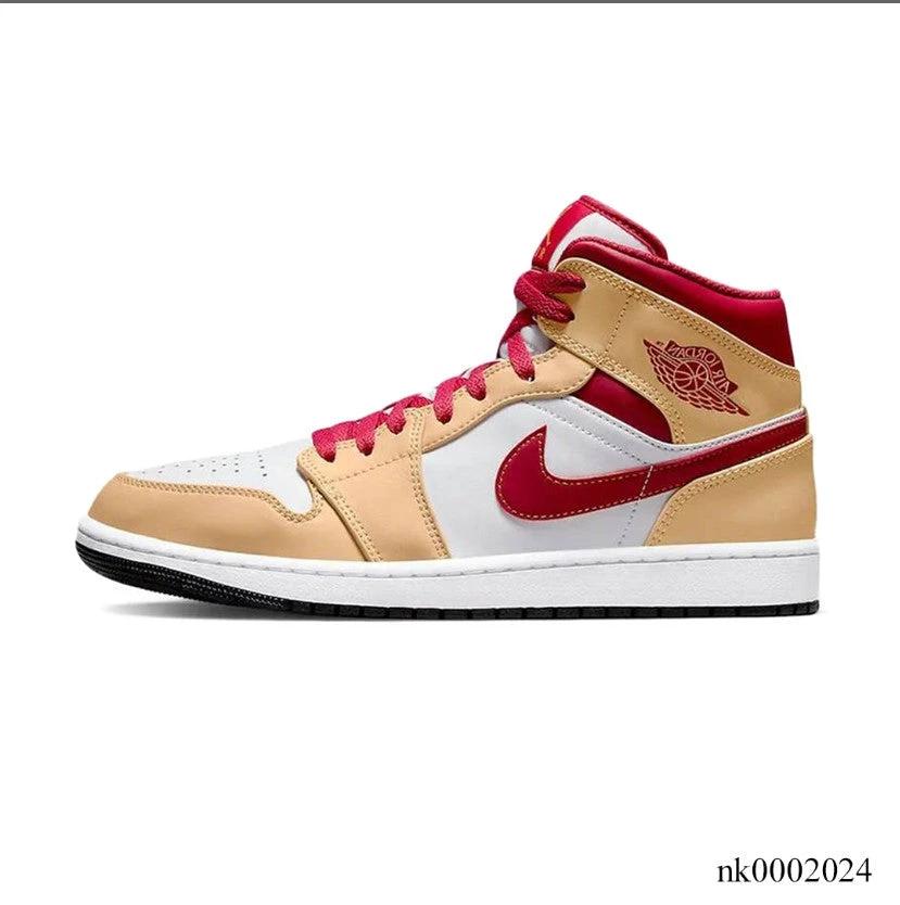 Air Jordan 1 Mid Beige White Red Shoes Sneakers by Air Jordan