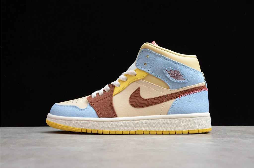 Air Jordan 1 Mid Yellow Blue Brown by Air Jordan