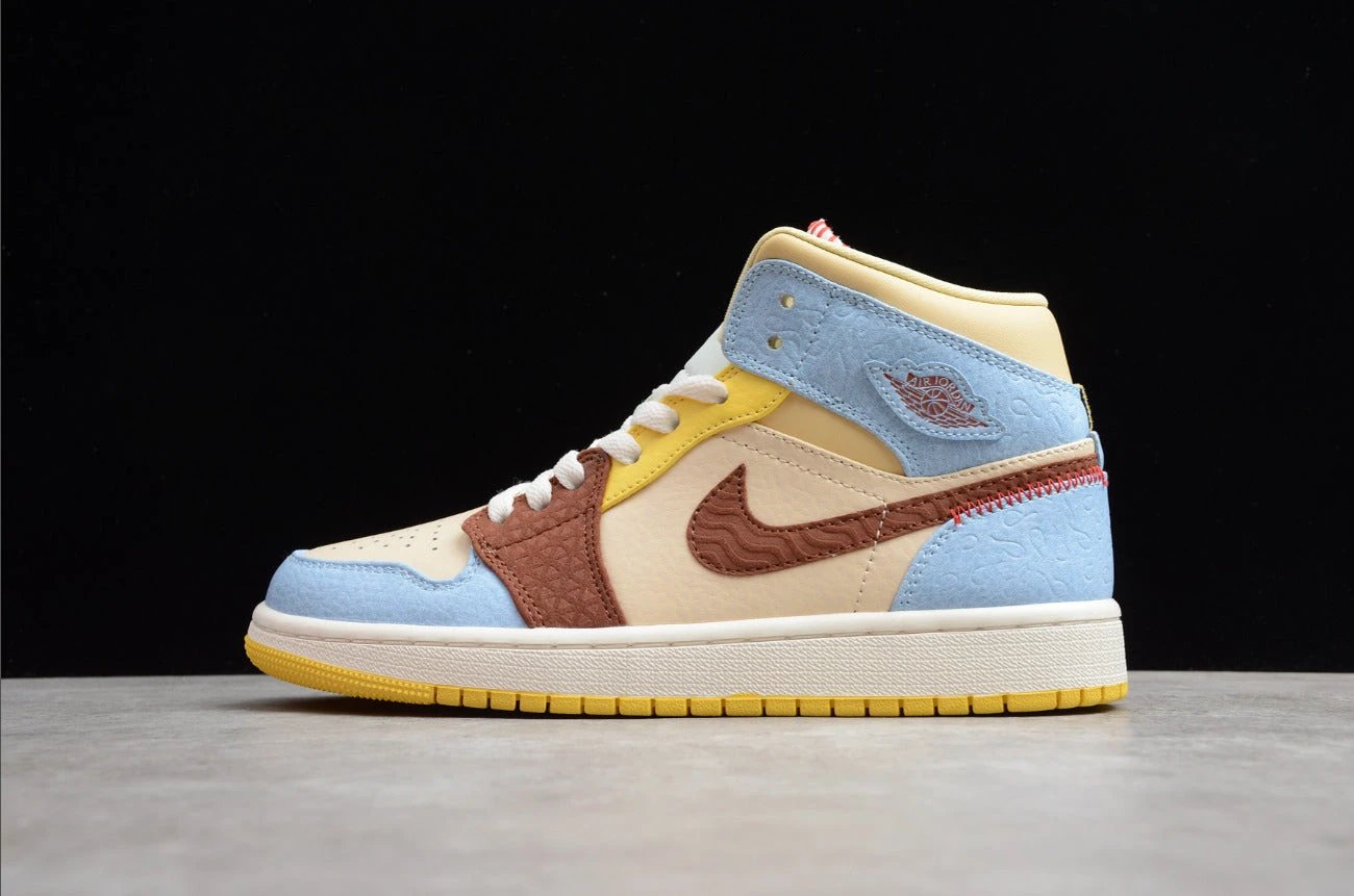 Air Jordan 1 Mid Yellow Blue Brown by Air Jordan