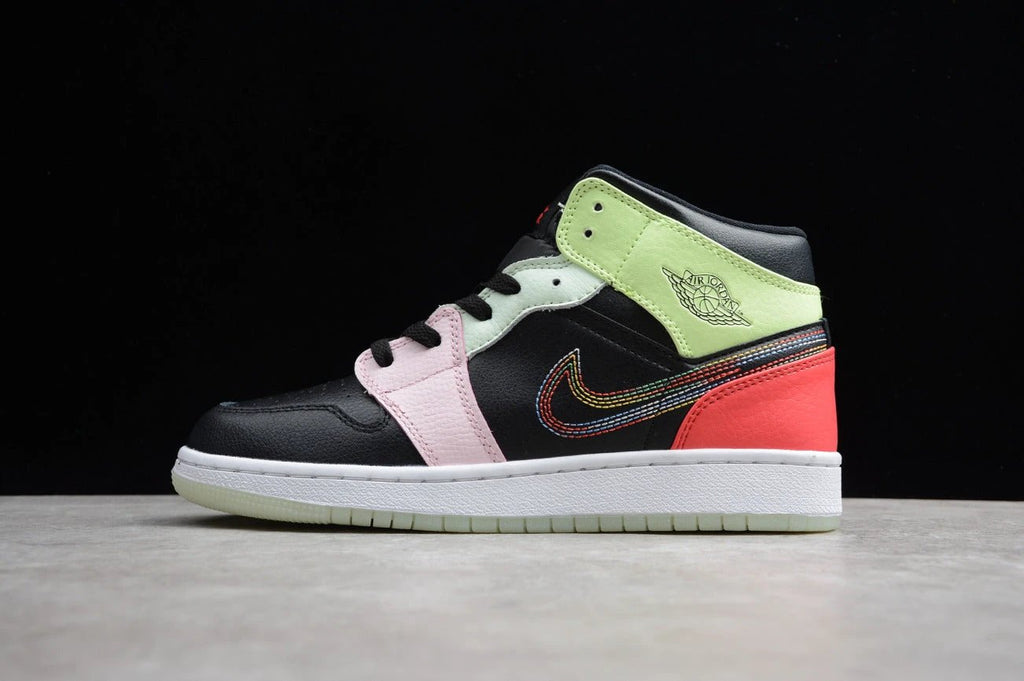 Air Jordan 1 Mid Black Pink Green by Air Jordan