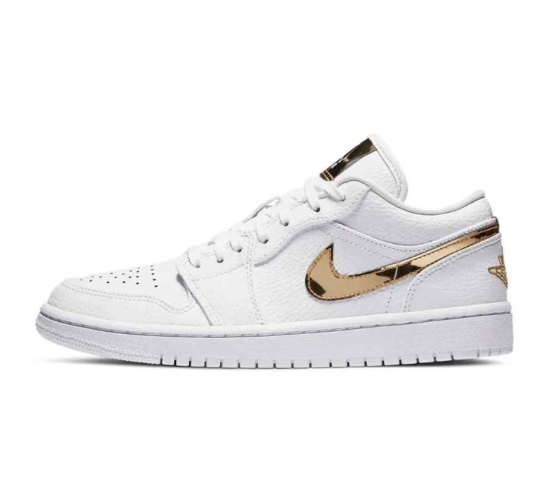 Air Jordan 1 Low White Metallic Gold Shoes Sneakers by Air Jordan