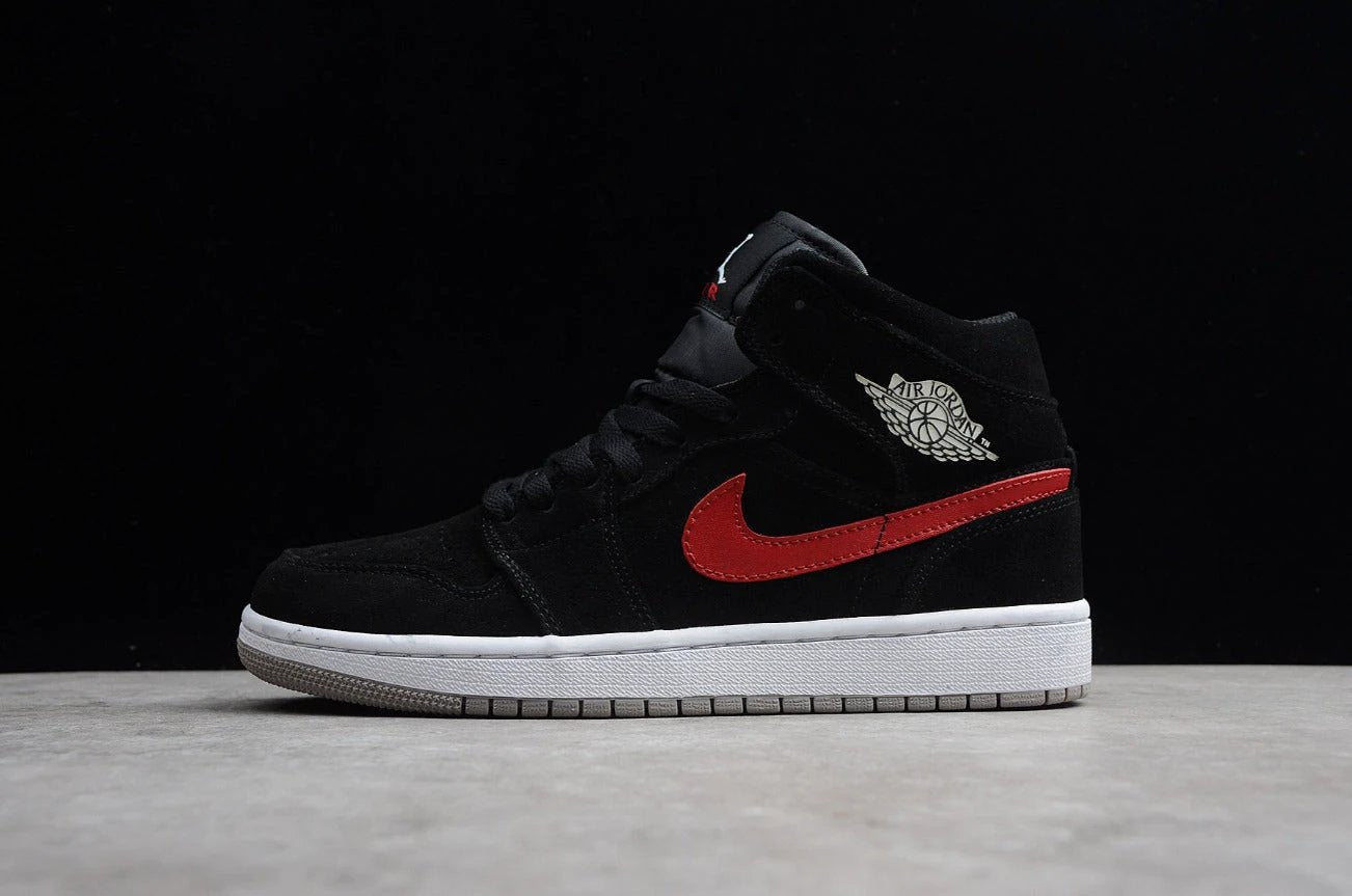 Air Jordan 1 Mid Swoosh Black Red by Air Jordan