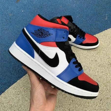 Air Jordan 1 Mid Stitching Black And Red Toe by Air Jordan