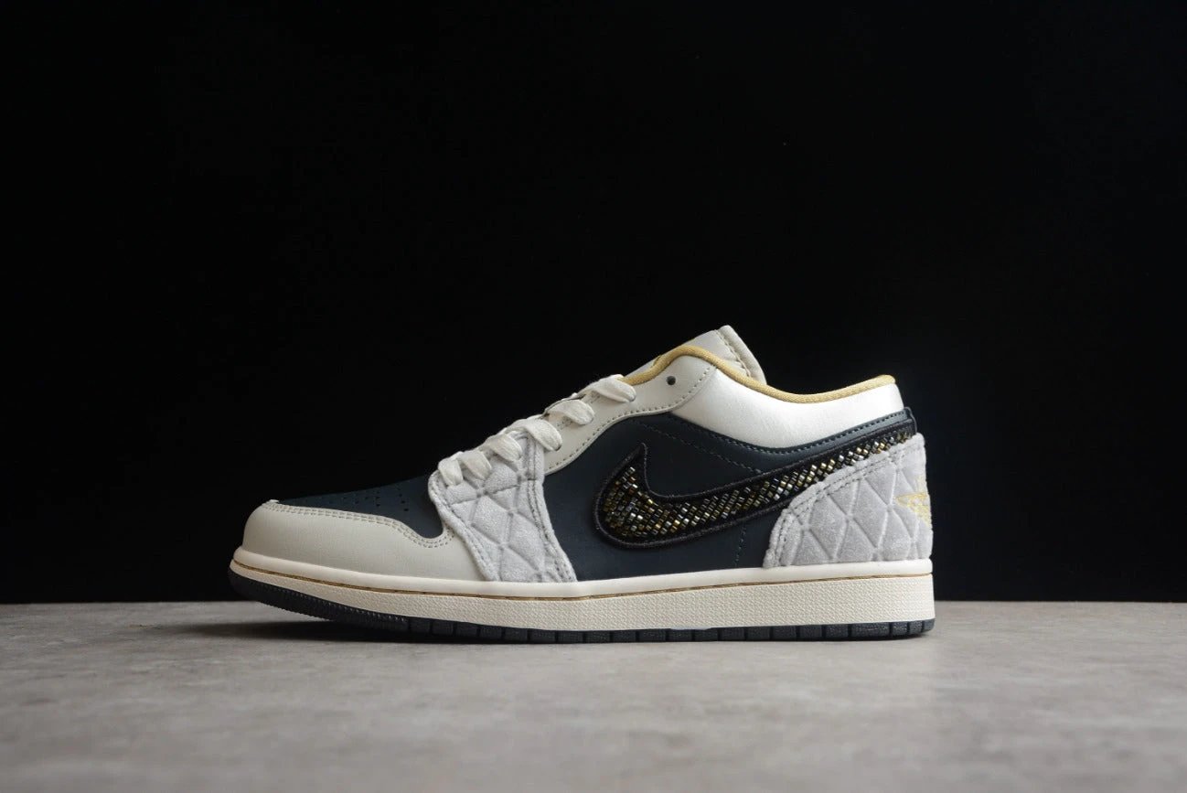 Air Jordan 1 Low Black Gray Satin by Air Jordan