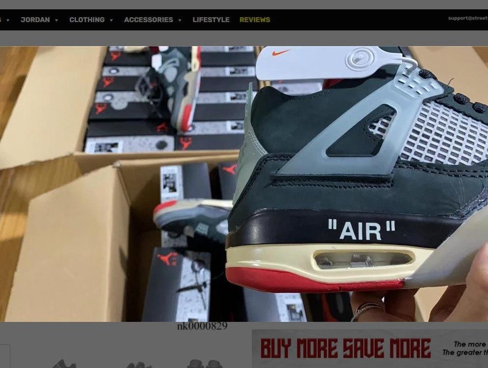 OFF-WHITE x Air Jordan 4 Bred Shoes Sneakers by Air Jordan