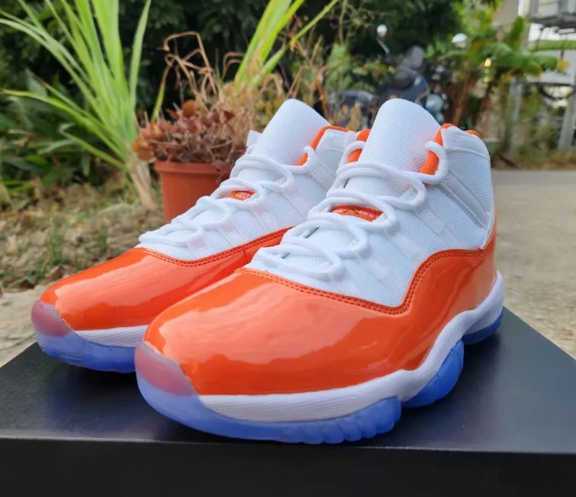Air Jordan 11 White Orange Shoes Sneakers by Air Jordan