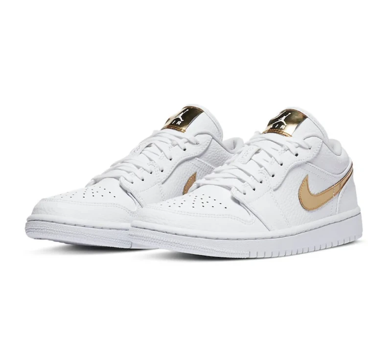 Air Jordan 1 Low White Metallic Gold Shoes Sneakers by Air Jordan