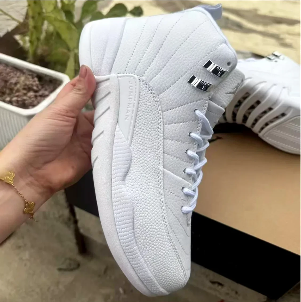 Air Jordan 12 Triple White Shoes Sneakers by Air Jordan