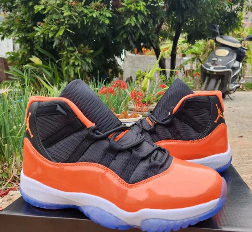 Air Jordan 11 Orange Black Shoes Sneakers by Air Jordan