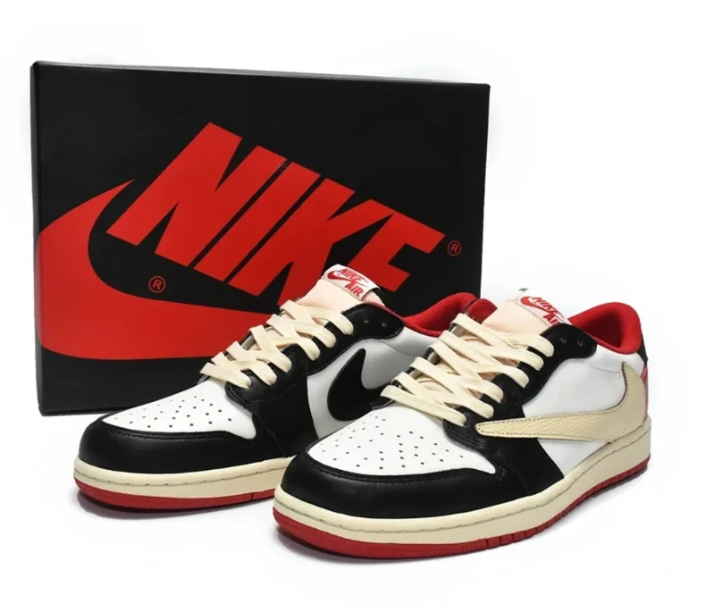 Travis Scott x AJ 1 Low Red Black Custom Shoes Sneakers by Air Jordan