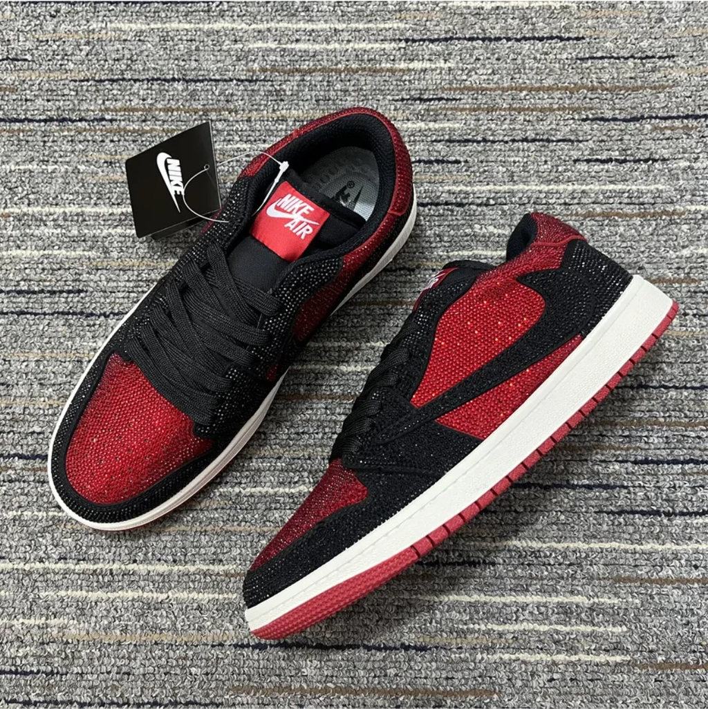 Air Jordan 1 Low Bred Crystal Sneakers by Air Jordan