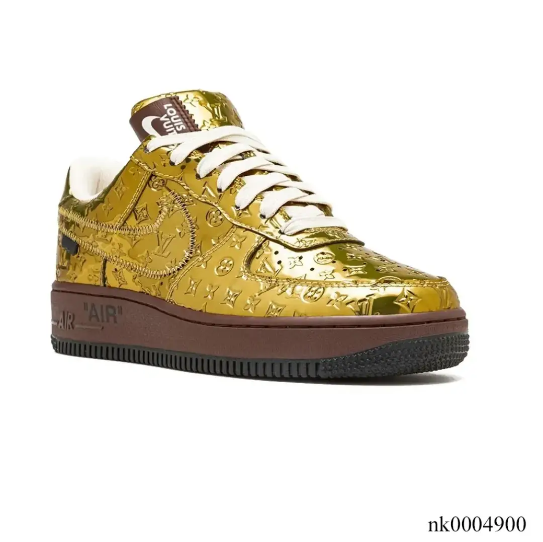 LV x Air Force 1 Low Virgil Abloh Metallic Gold Shoes Sneakers by Air Jordan