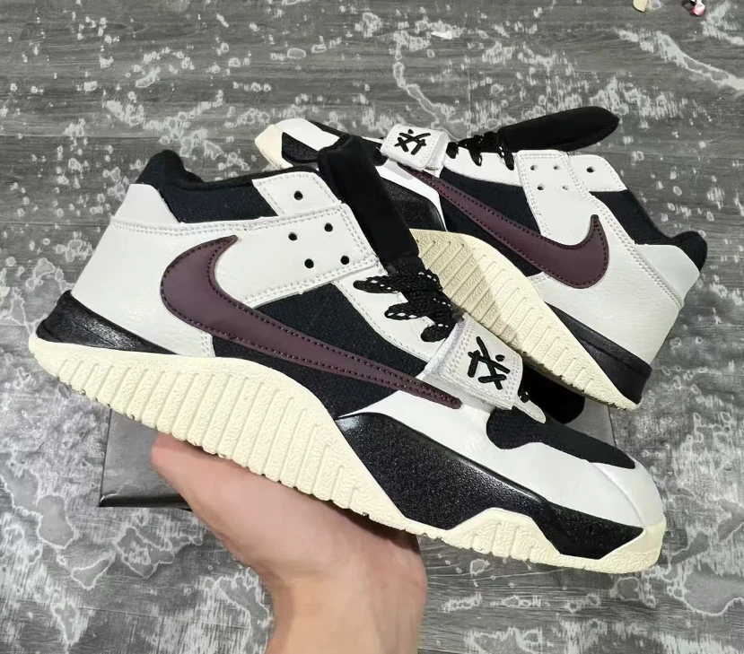 Travis Scott x Jumpman Jack Black White Burgundy Shoes Sneakers by Air Jordan