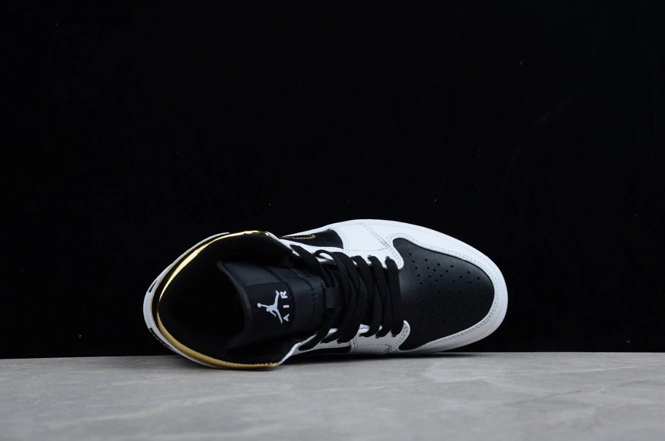 Air Jordan 1 Mid Patent Black White Gold by Air Jordan