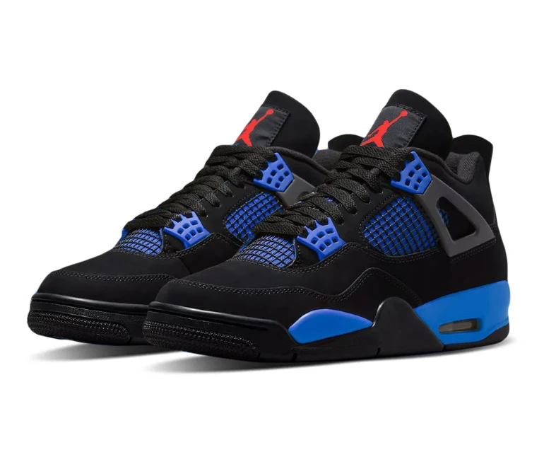 Air Jordan 4 Retro Black Deep Royal Blue Shoes Sneakers by Air Jordan