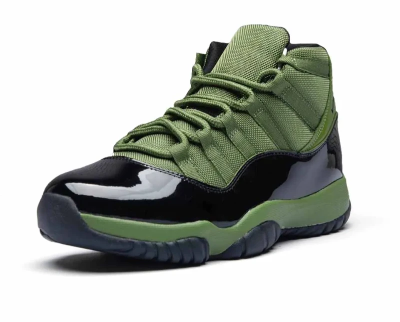Air Jordan 11 Retro Olive and Black Shoes Sneakers by Air Jordan
