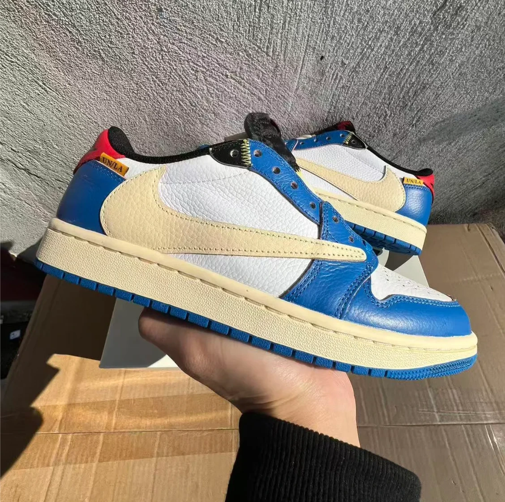 Union LA x Fragment Design x Air Jordan 1 Low Storm Blue Shoes Sneakers by Air Jordan