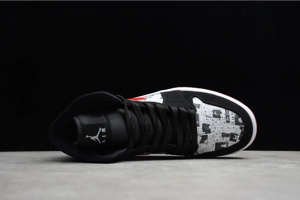 Air Jordan 1 Mid Black Red Newspaper by Air Jordan