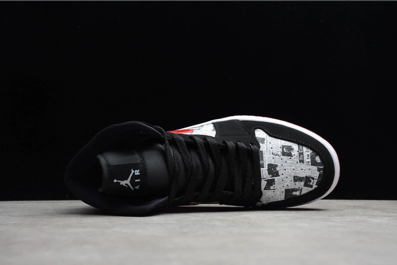 Air Jordan 1 Mid Black Red Newspaper by Air Jordan
