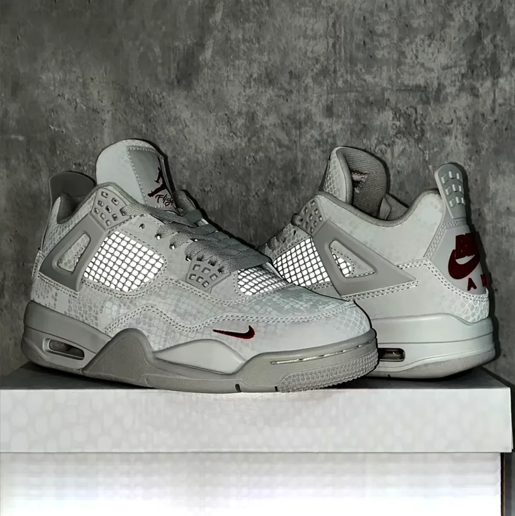 Nigel Sylvester x Air Jordan 4 White Grey Mamba Shoes Sneakers by Air Jordan