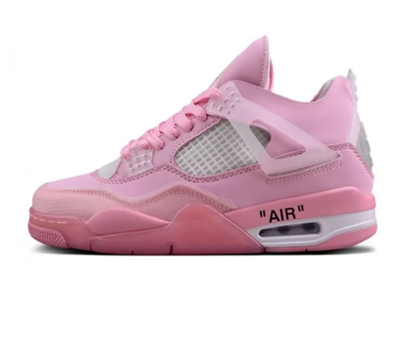 OW X AJ 4 Pink Shoes Sneakers by Air Jordan