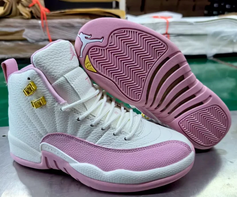 Air Jordan 12 White Pink Shoes Sneakers by Air Jordan
