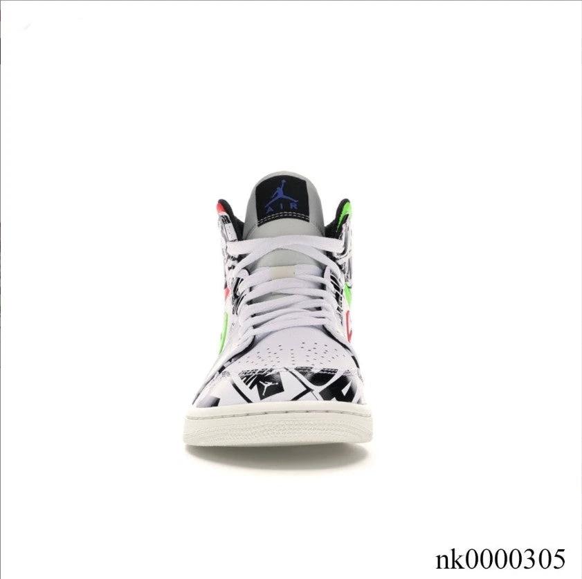 Air Jordan 1 Mid All Over Logos Shoes Sneakers by Air Jordan