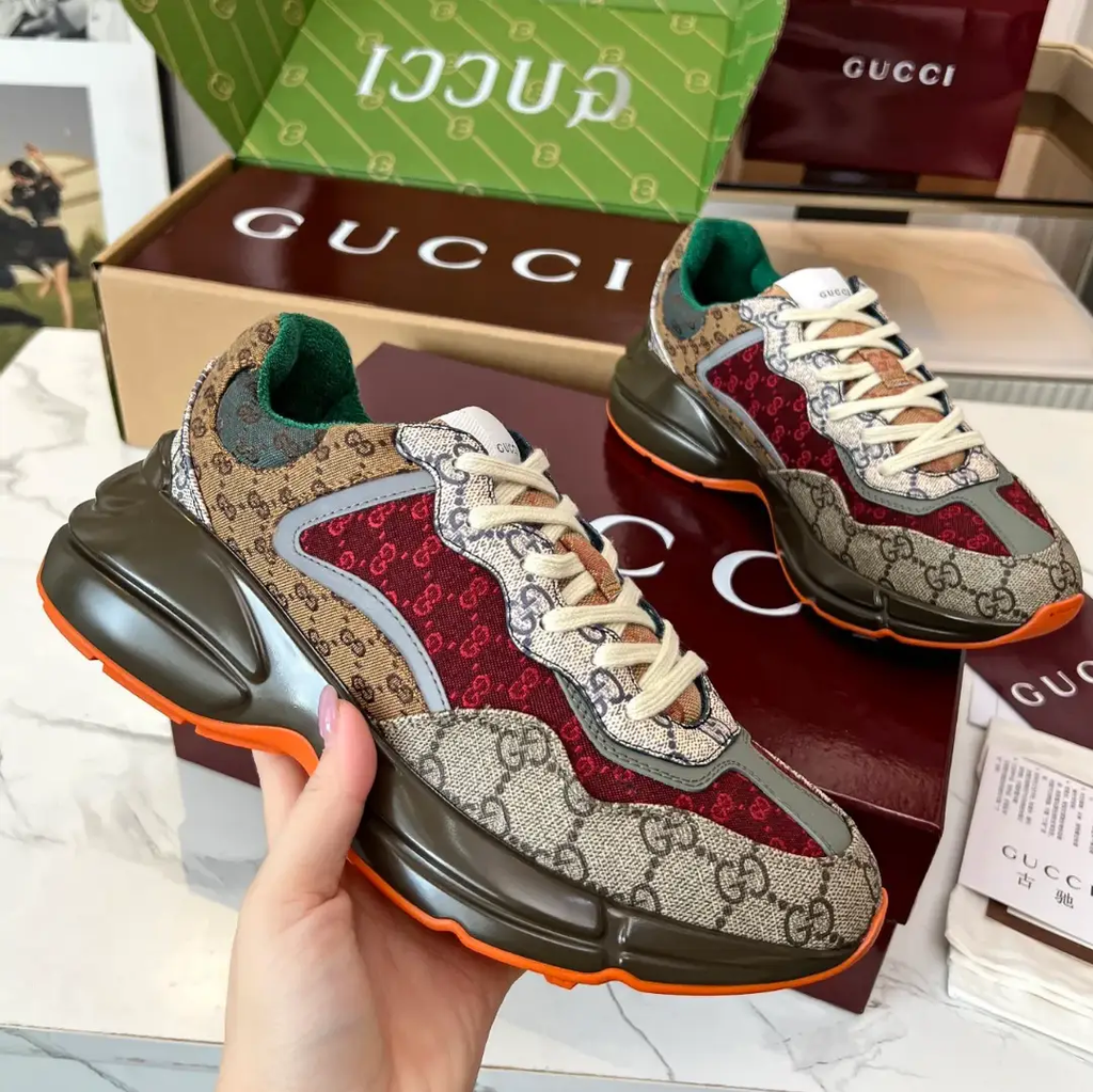 GG Rhyton Canvas ‘Beige Brick Red’ Shoes Sneakers by Air Jordan