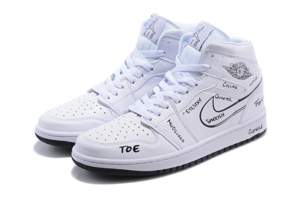 Air Jordan 1 Mid GS White Black Schematics by Air Jordan