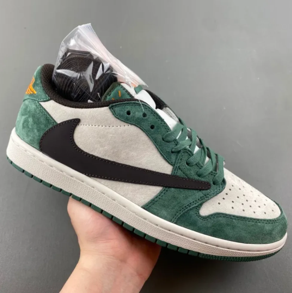 Travis Scott x Air Jordan 1 Low OG SP Green Velvet Shoes Sneakers by Air Jordan