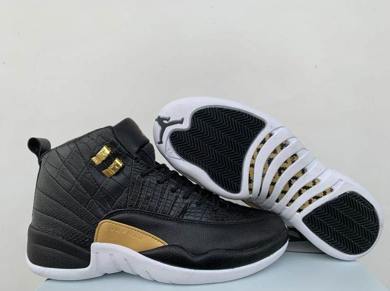 Air Jordan 12 Fish Snake Pattern Black Gold by Air Jordan