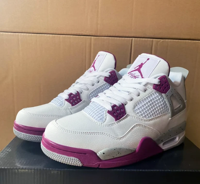 Air Jordan 4 White Purple Cement Shoes Sneakers by Air Jordan