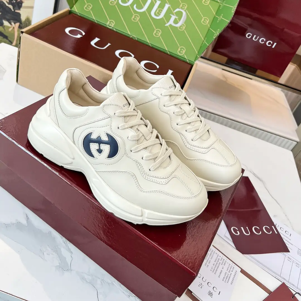 GG Rhyton Interlocking G Ivory Blue Shoes Sneakers by Air Jordan