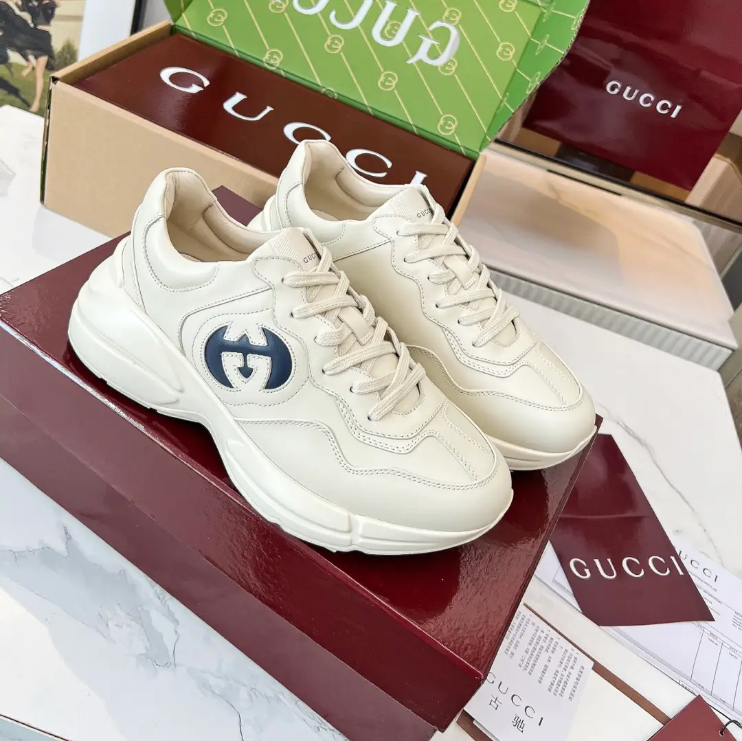 GG Rhyton Interlocking G Ivory Blue Shoes Sneakers by Air Jordan