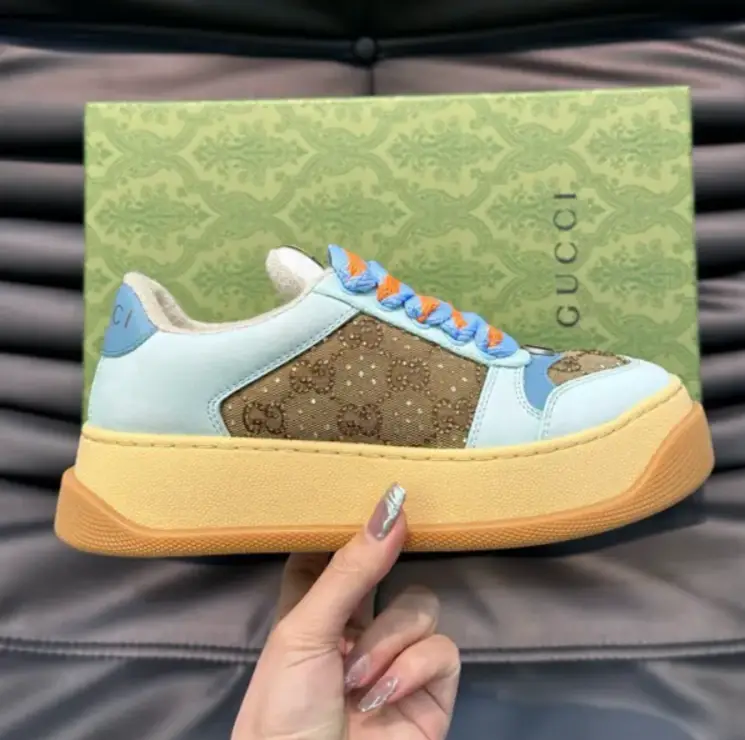 GG Canvas Camel & Ebony Blue Low Top Shoes Sneakers by Air Jordan