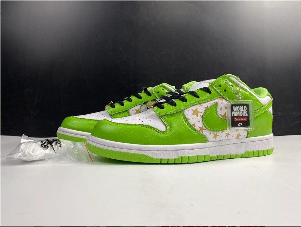 SB Dunk Low White Green x Supreme Shoes Sneakers by Air Jordan