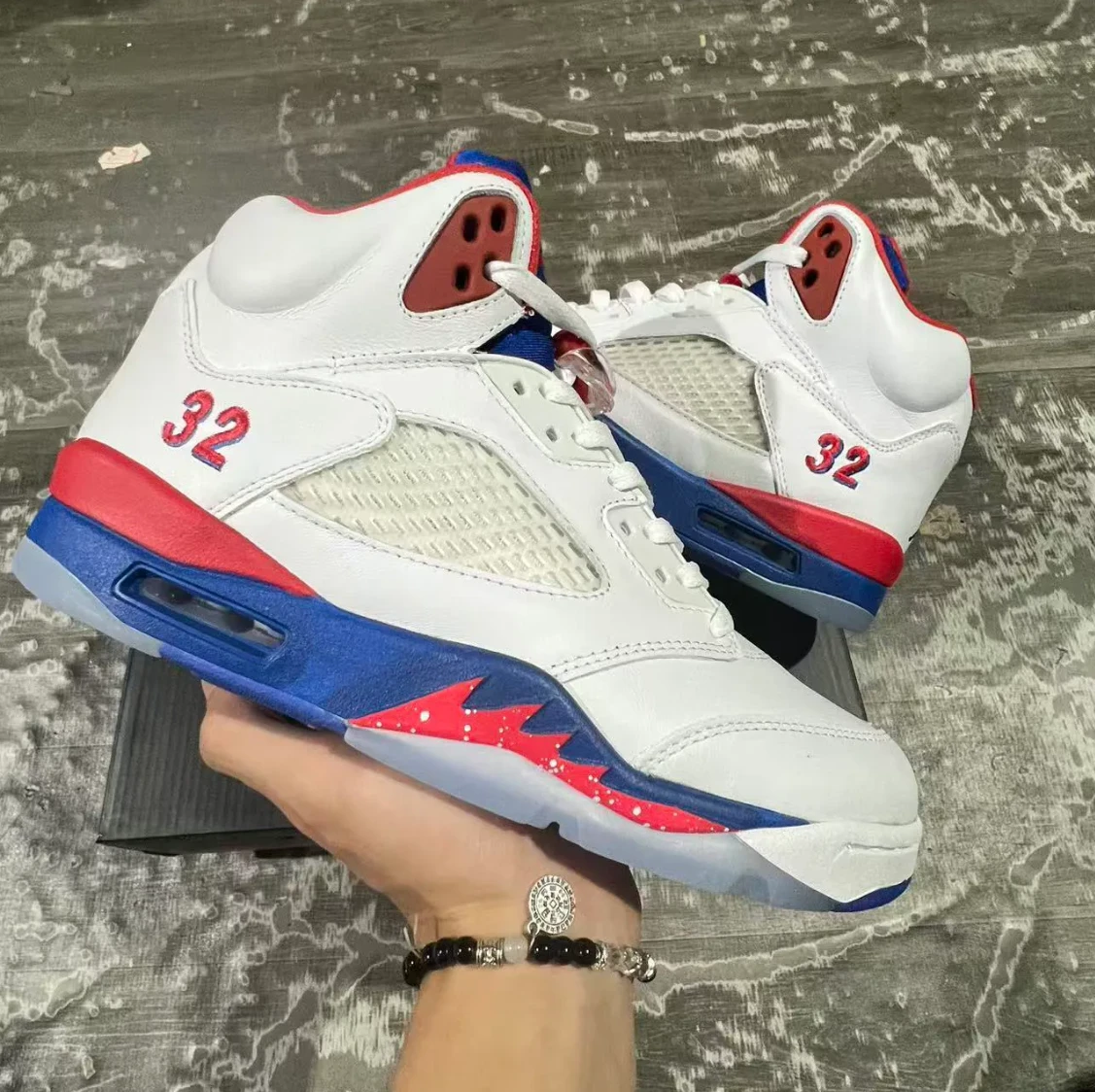 Air Jordan 5 White Blue Red Shoes Sneaker by Air Jordan