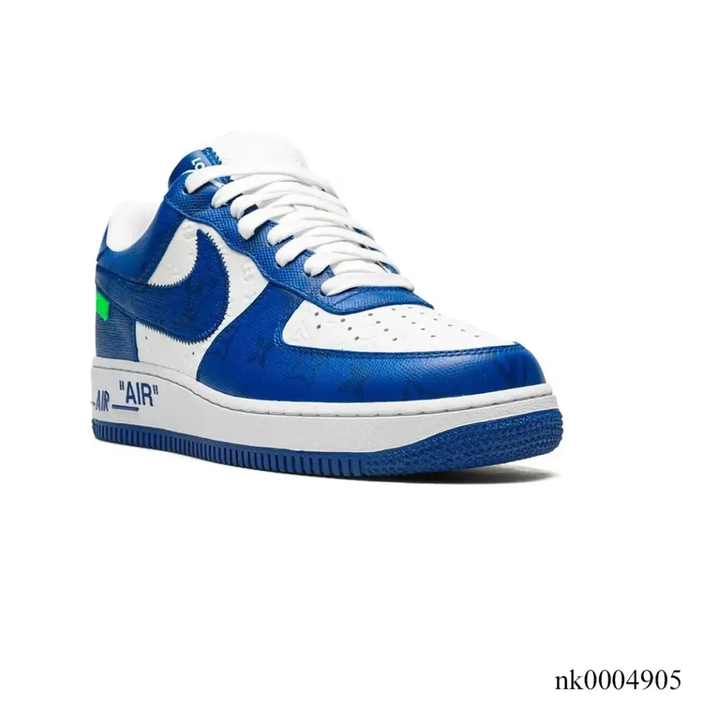 LV x Air Force 1 Virgil Abloh White Blue Shoes Sneakers by Air Jordan