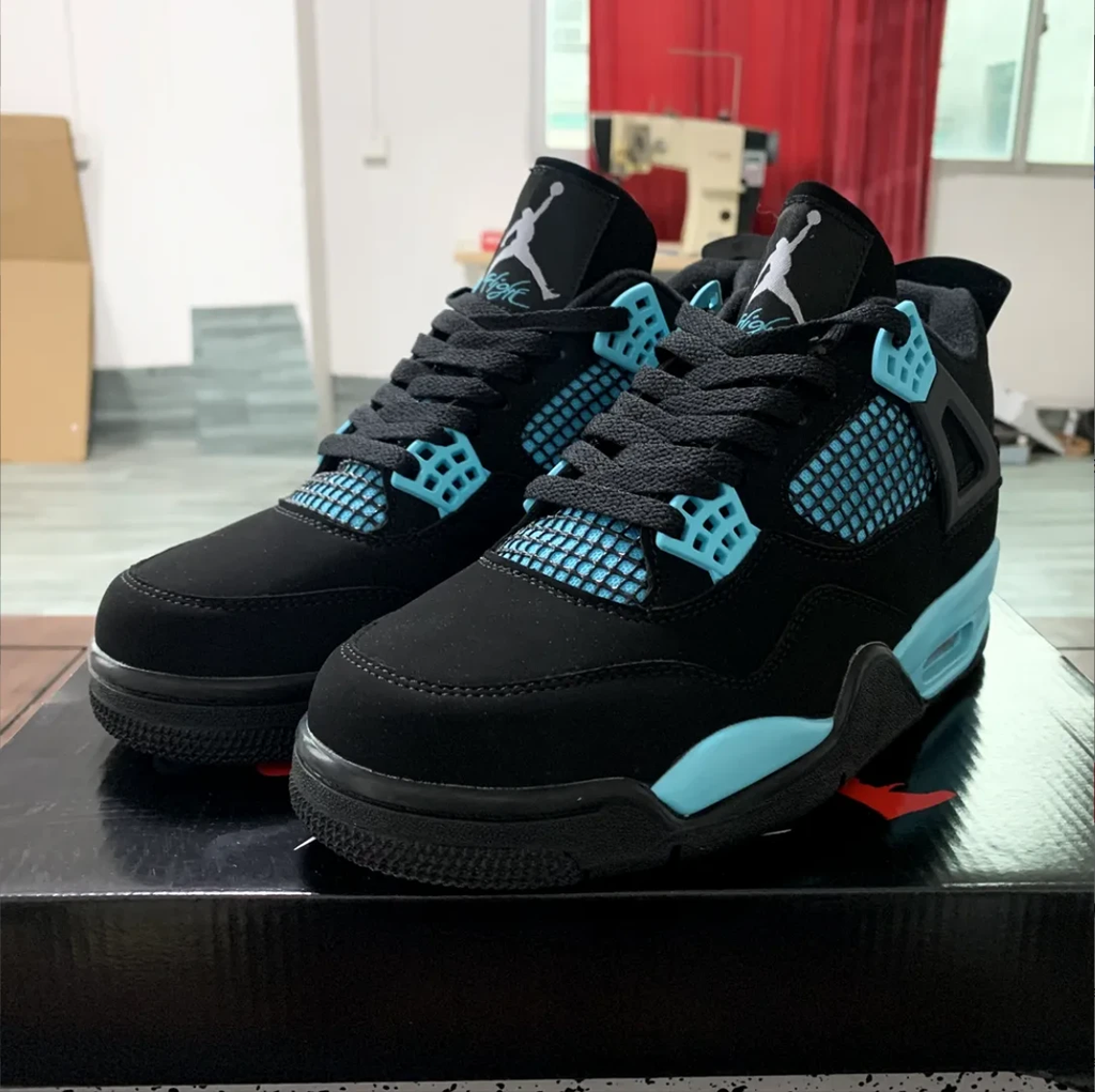 Air Jordan 4 Black Cyan Shoes Sneakers by Air Jordan