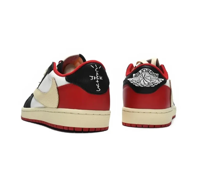 Travis Scott x AJ 1 Low Red Black Custom Shoes Sneakers by Air Jordan