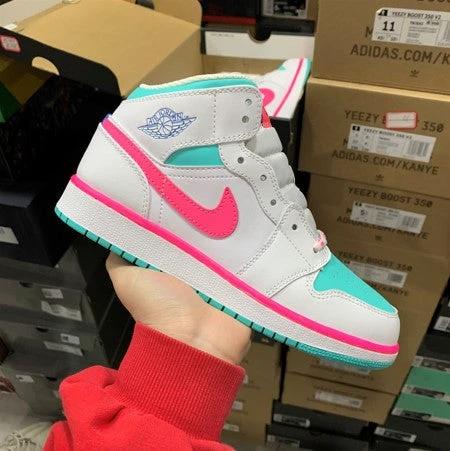 Air Jordan 1 Mid GS Pink Green Barbie Pink by Air Jordan