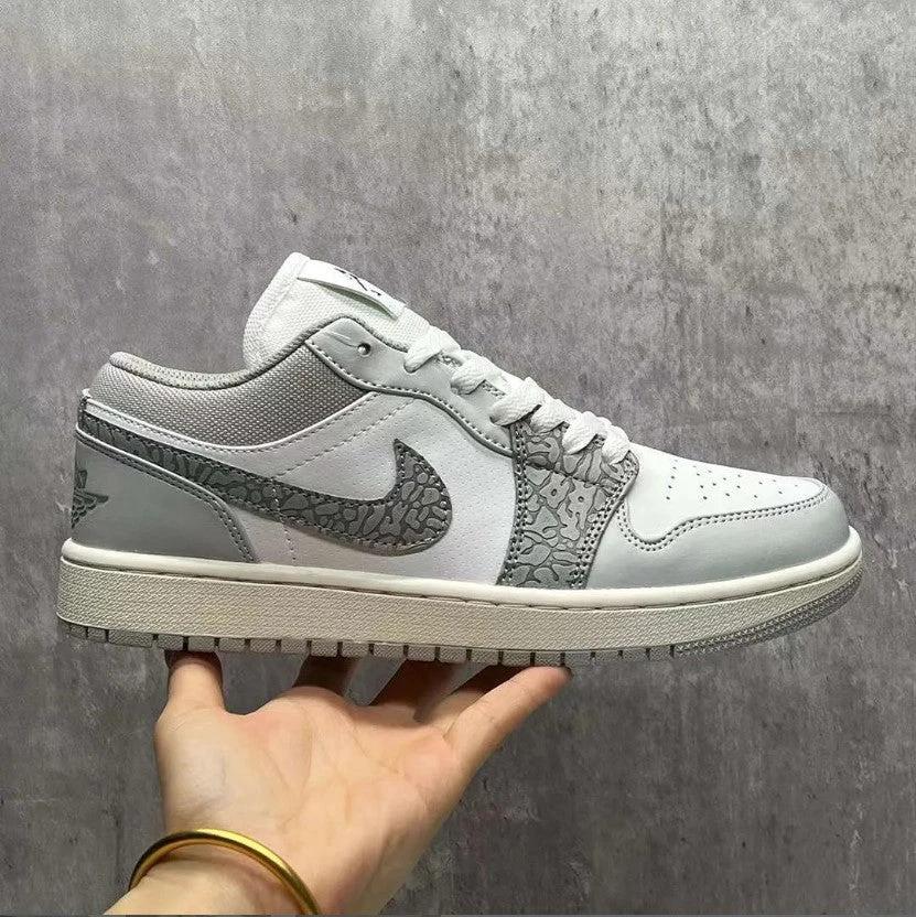 Air Jordan 1 Low PRM Grey Elephant Print Shoes Sneakers by Air Jordan