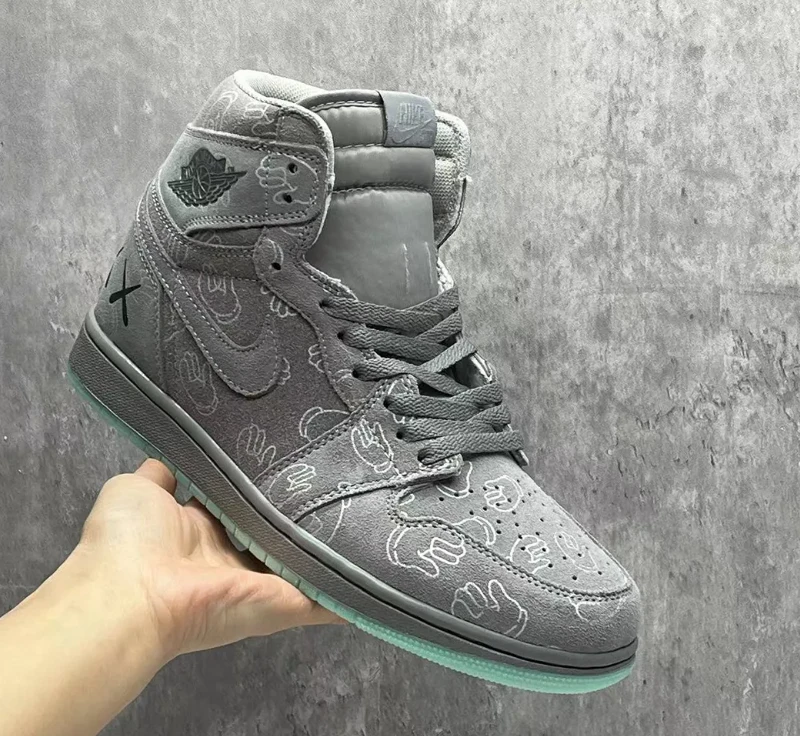 KAWS x Air Jordan 1 High Cool Grey Shoes Sneakers by Air Jordan